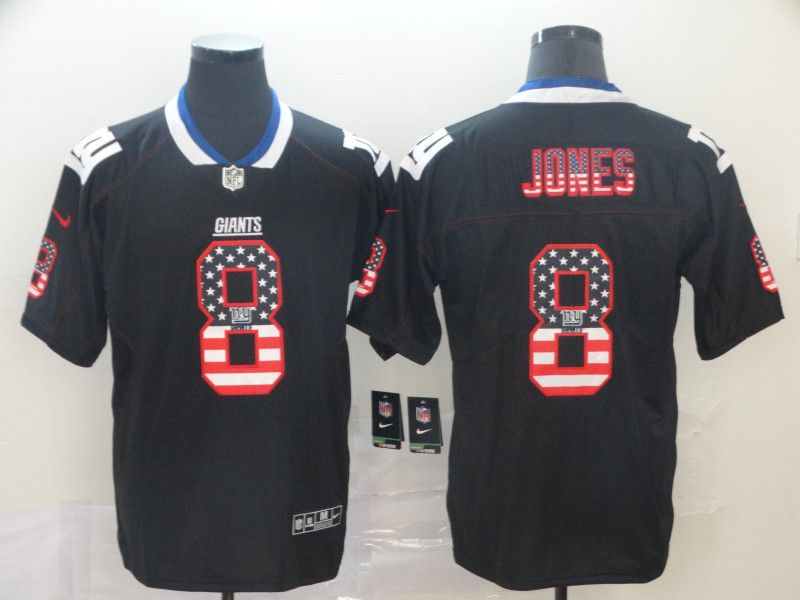 Men New York Giants #8 Jones Black Nike USA Flag Fashion Black Color Rush Limited Jersey->new york giants->NFL Jersey